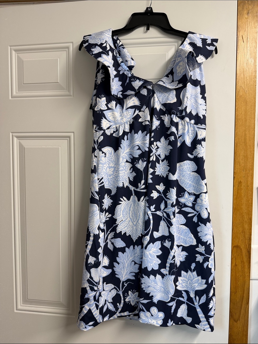 Gretchen Scott Designs Navy and Light Blue Floral Midi Dress